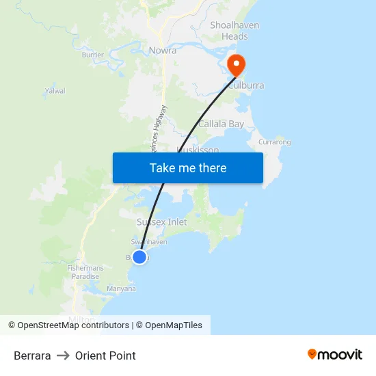 Berrara to Orient Point map