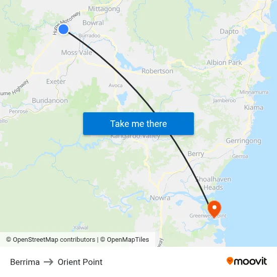 Berrima to Orient Point map