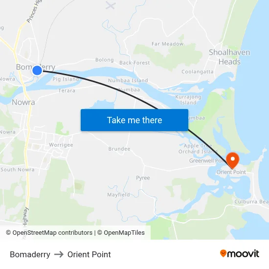 Bomaderry to Orient Point map