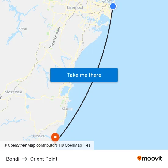 Bondi to Orient Point map