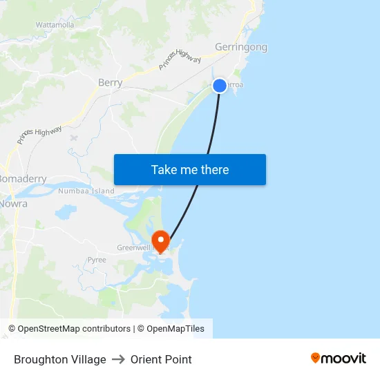 Broughton Village to Orient Point map