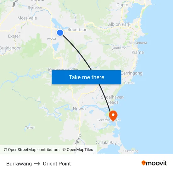 Burrawang to Orient Point map