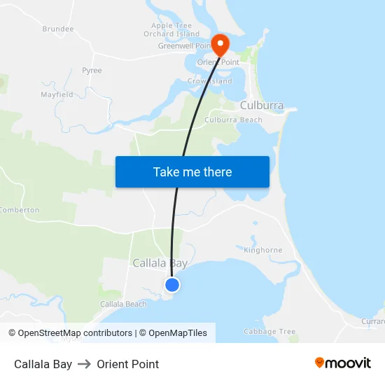 Callala Bay to Orient Point map