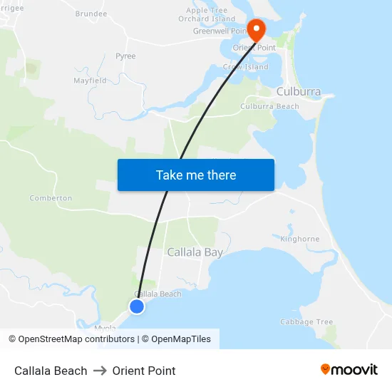Callala Beach to Orient Point map