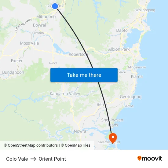 Colo Vale to Orient Point map
