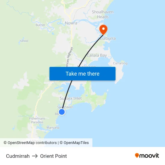 Cudmirrah to Orient Point map
