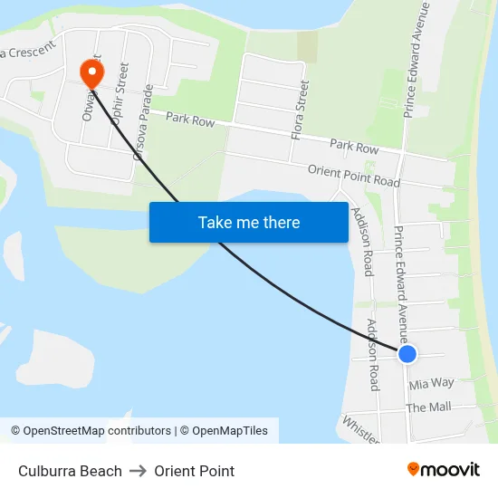 Culburra Beach to Orient Point map
