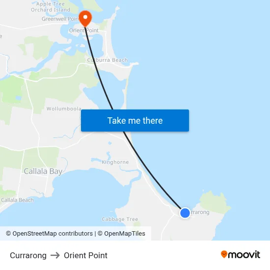 Currarong to Orient Point map
