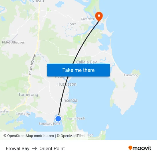 Erowal Bay to Orient Point map
