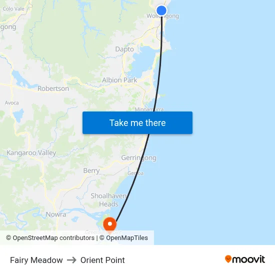 Fairy Meadow to Orient Point map