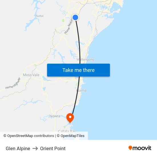 Glen Alpine to Orient Point map