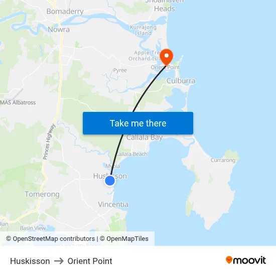 Huskisson to Orient Point map