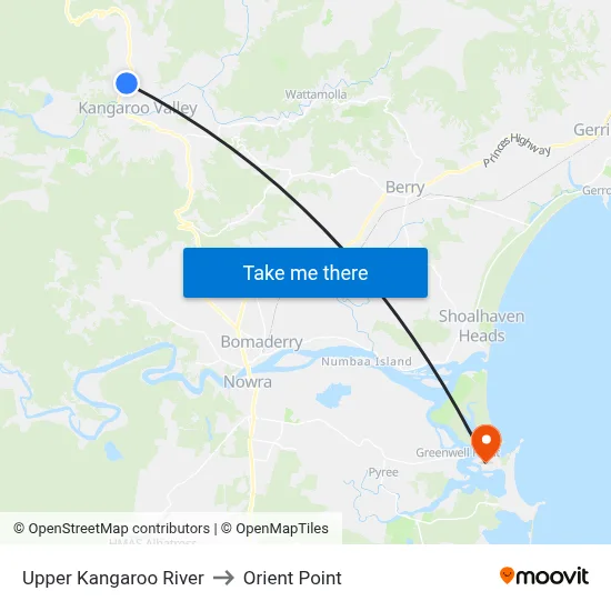 Upper Kangaroo River to Orient Point map