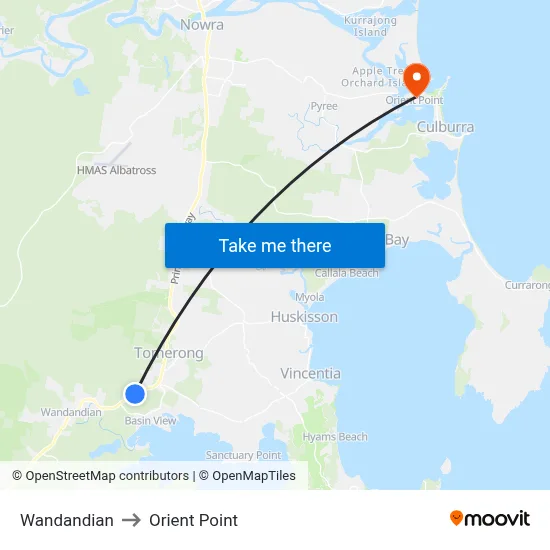 Wandandian to Orient Point map