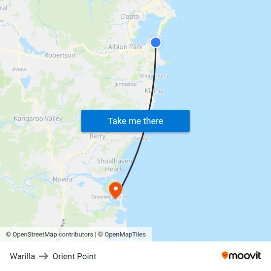 Warilla to Orient Point map