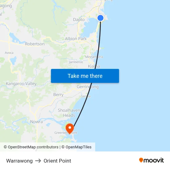 Warrawong to Orient Point map