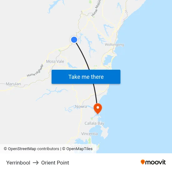 Yerrinbool to Orient Point map