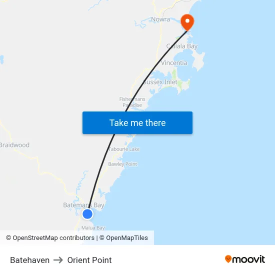 Batehaven to Orient Point map