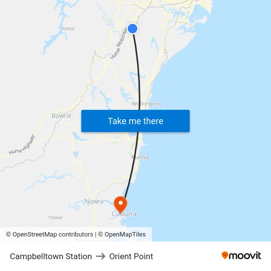 Campbelltown Station to Orient Point map