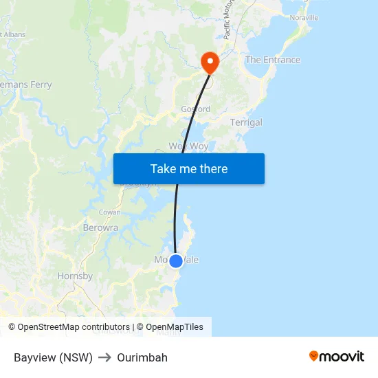 Bayview (NSW) to Ourimbah map