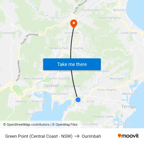 Green Point (Central Coast - NSW) to Ourimbah map