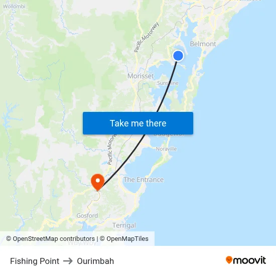 Fishing Point to Ourimbah map