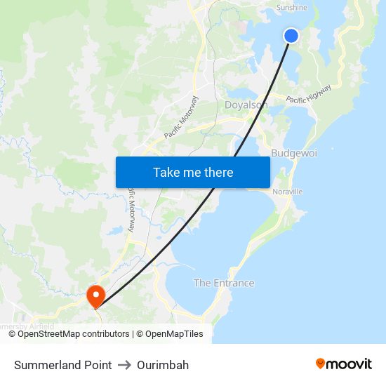 Summerland Point to Ourimbah map