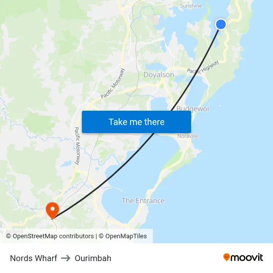 Nords Wharf to Ourimbah map