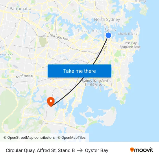 Circular Quay, Alfred St, Stand B to Oyster Bay map