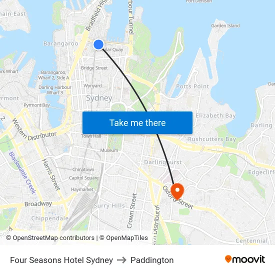 Four Seasons Hotel Sydney to Paddington map