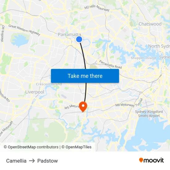 Camellia to Padstow map