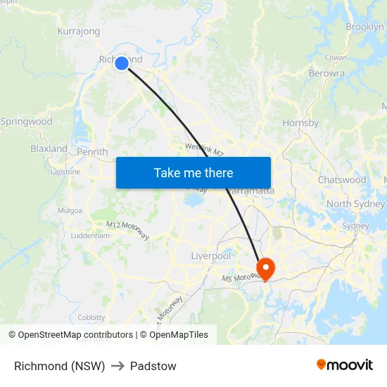 Richmond (NSW) to Padstow map