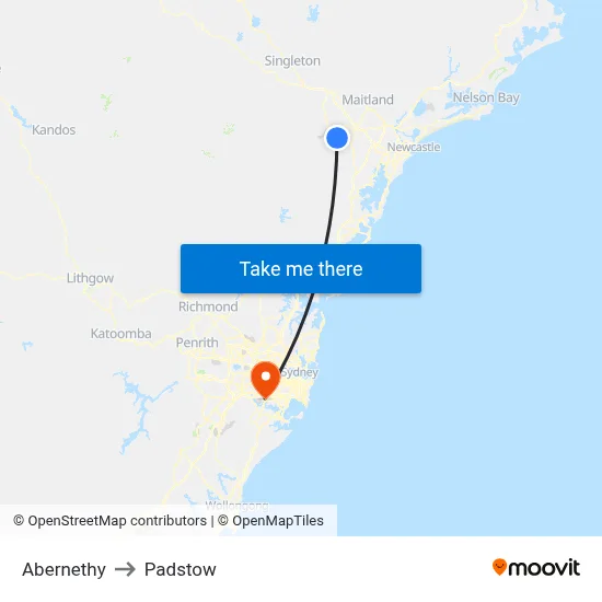 Abernethy to Padstow map