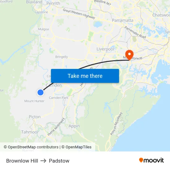 Brownlow Hill to Padstow map