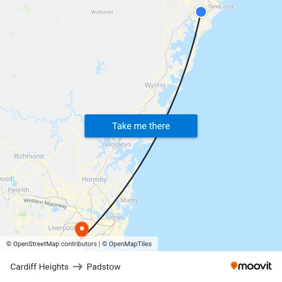 Cardiff Heights to Padstow map