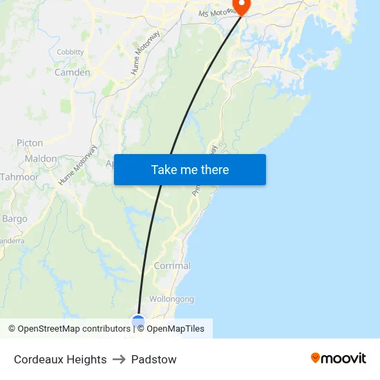 Cordeaux Heights to Padstow map