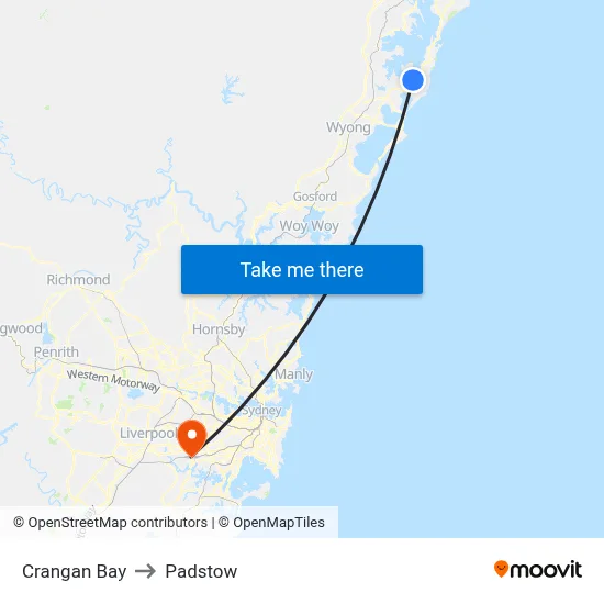 Crangan Bay to Padstow map