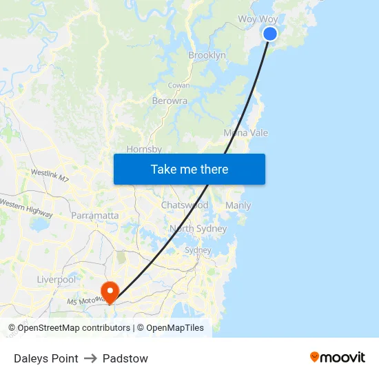 Daleys Point to Padstow map