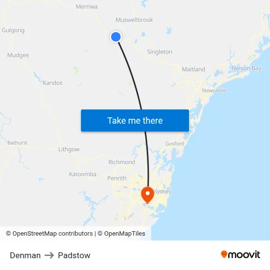 Denman to Padstow map