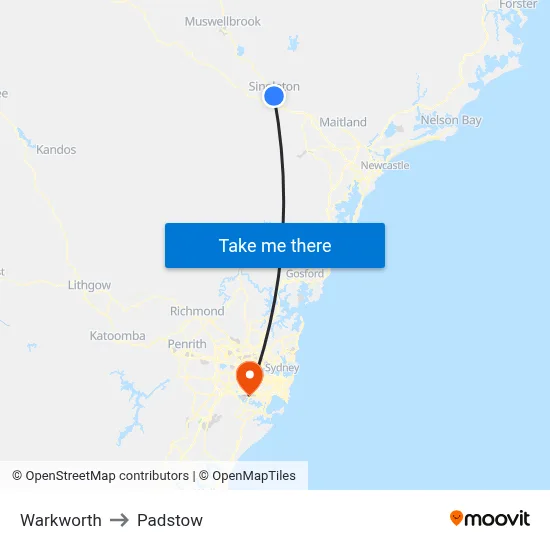 Warkworth to Padstow map