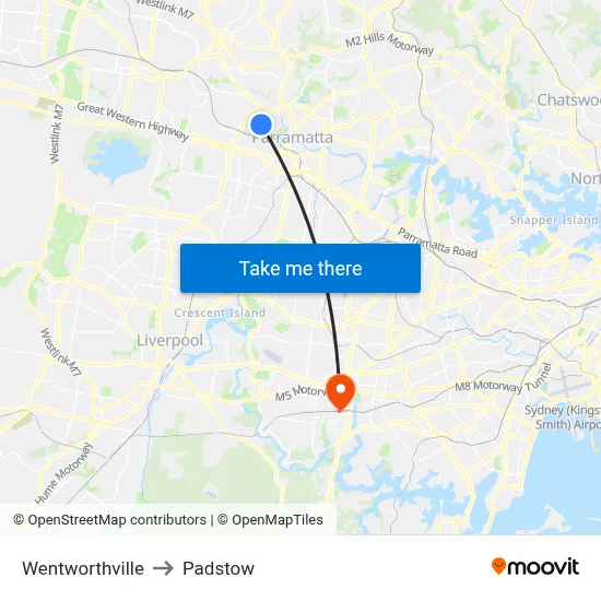 Wentworthville to Padstow map