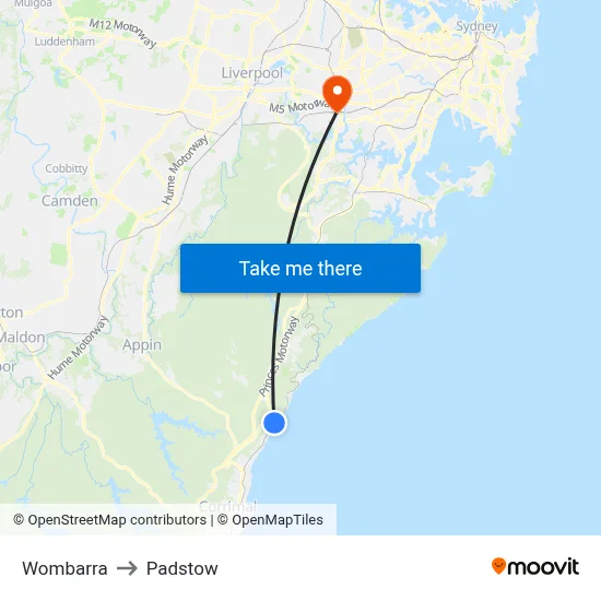 Wombarra to Padstow map