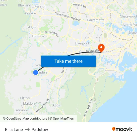 Ellis Lane to Padstow map