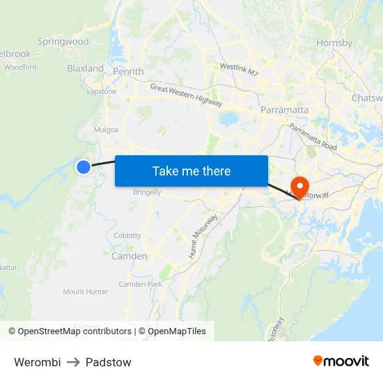 Werombi to Padstow map
