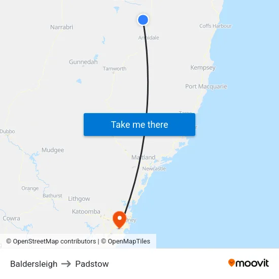 Baldersleigh to Padstow map