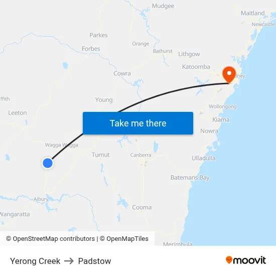 Yerong Creek to Padstow map