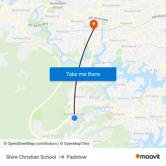 Sutherland Shire Christian School to Padstow map