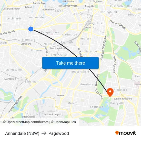 Annandale (NSW) to Pagewood map