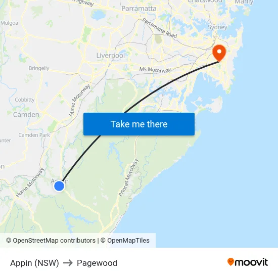 Appin (NSW) to Pagewood map