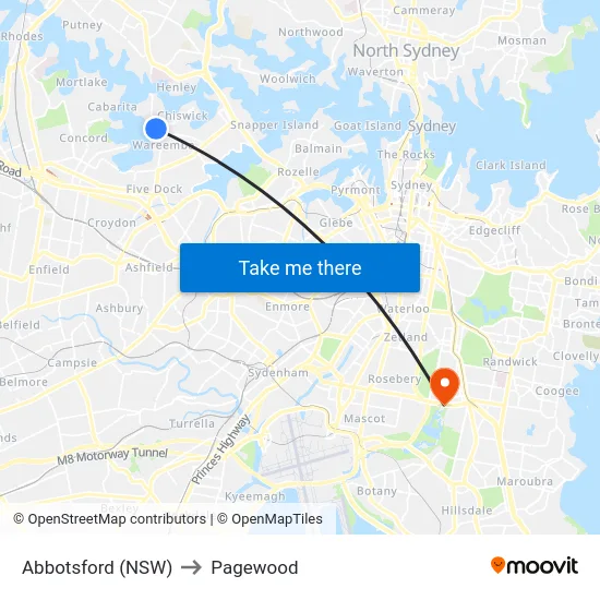 Abbotsford (NSW) to Pagewood map